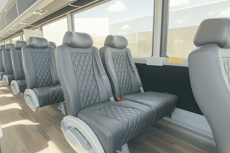 interior of Doral Minibus Company charter bus