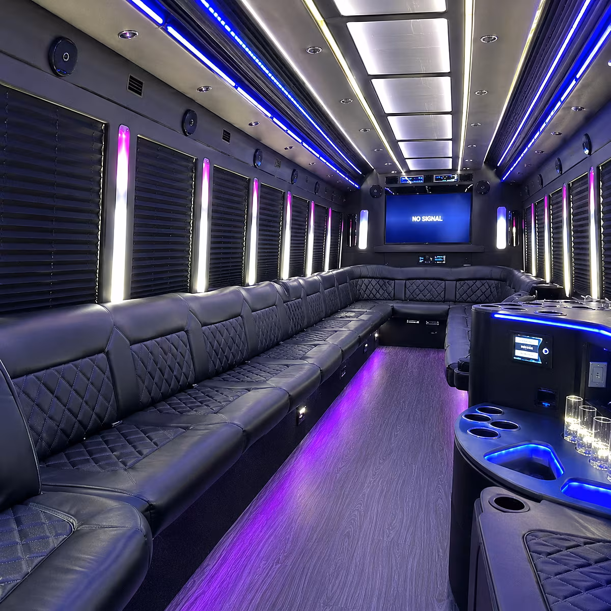 doral 30 passenger party bus inside