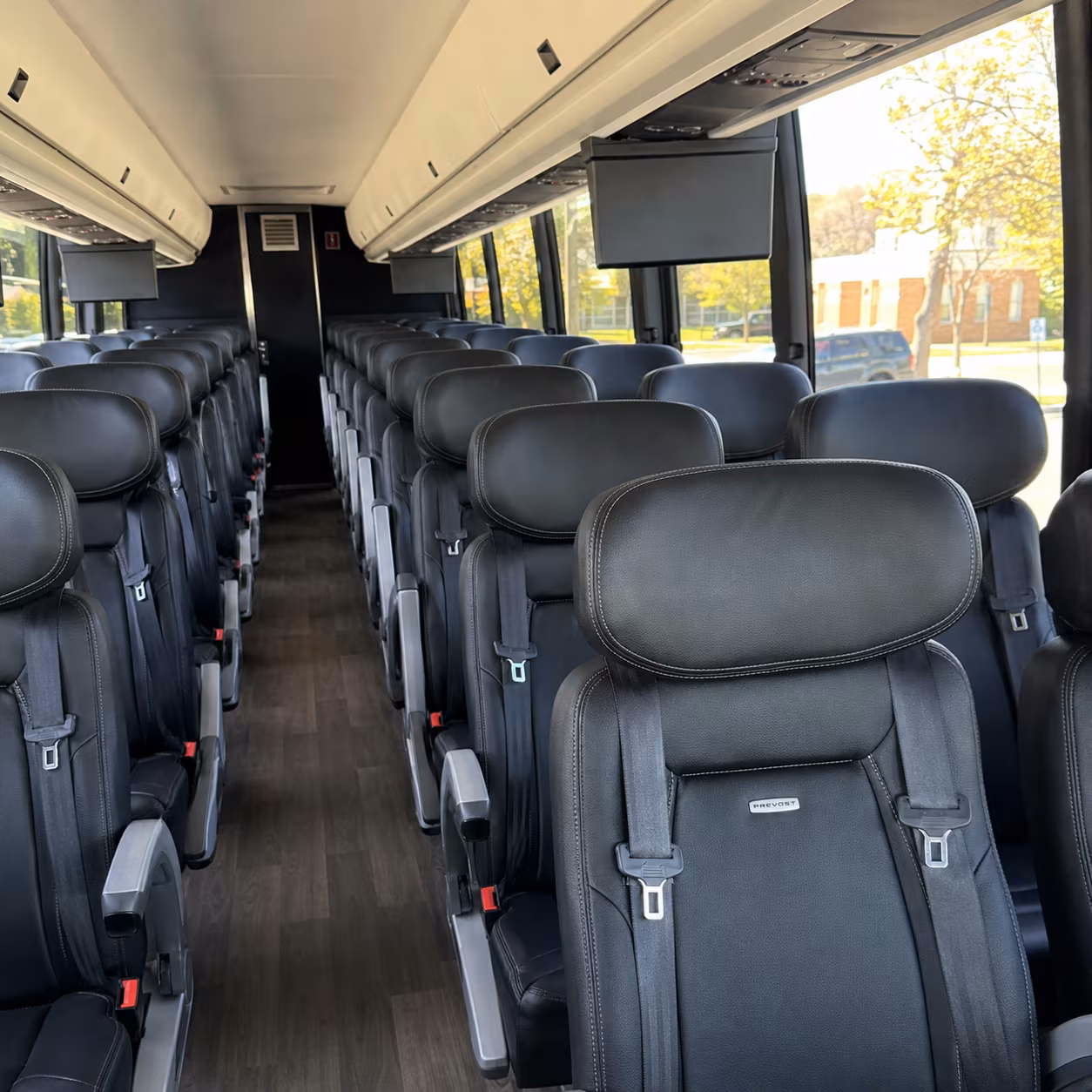 doral 45 passenger charter bus inside