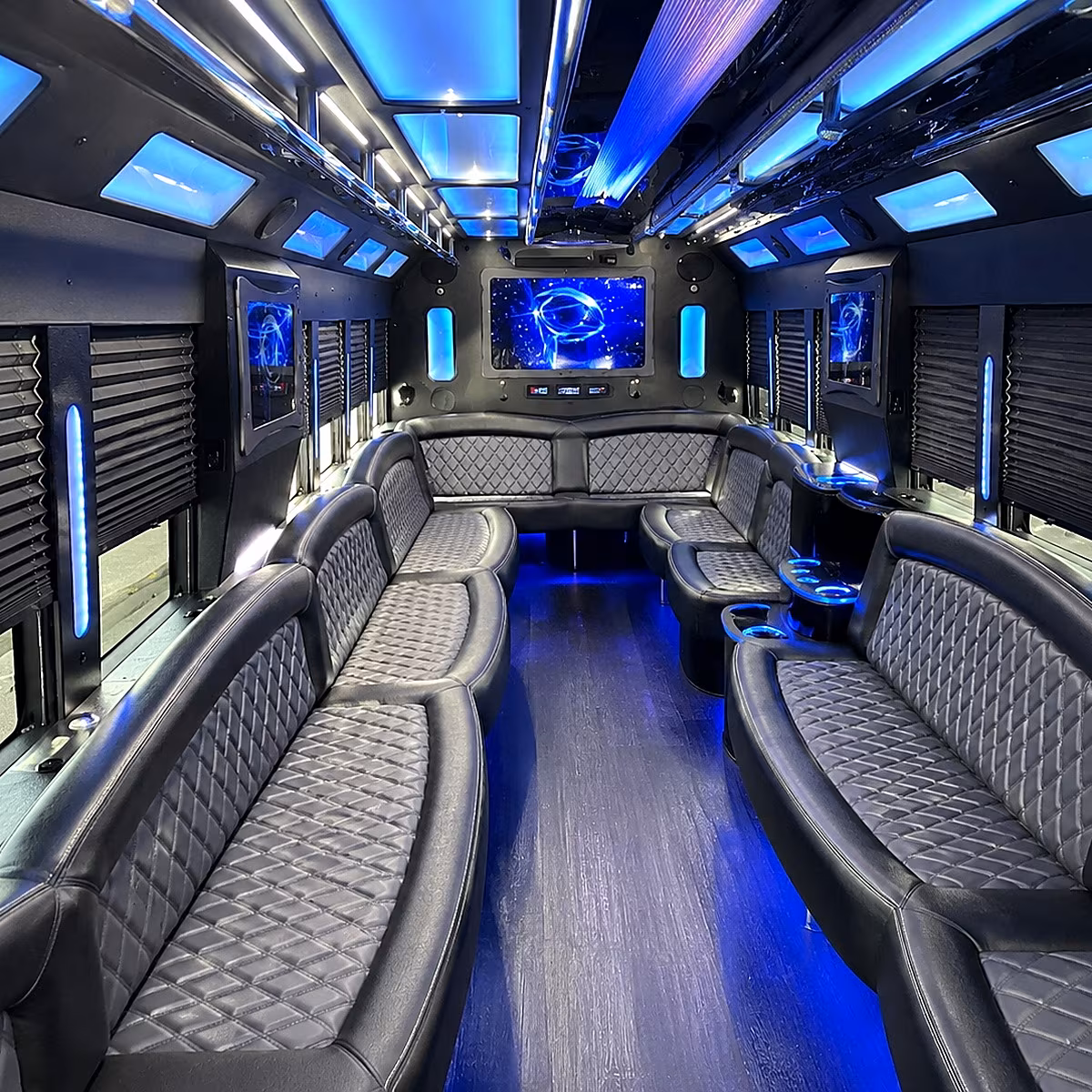doral 50 passenger party bus interior